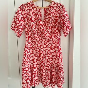 Red and white flower summer dress